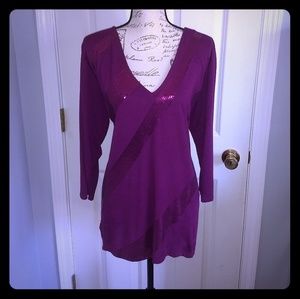 🆕Women's sequence v-neck long sleeve shirt